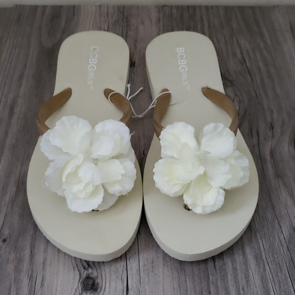 BCBG girls flip flop floral wedding sandal beach